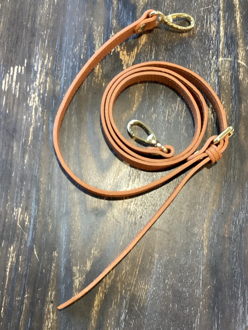 Valentina Slim Leather Replacement Strap in Cognac with Gold Hardware